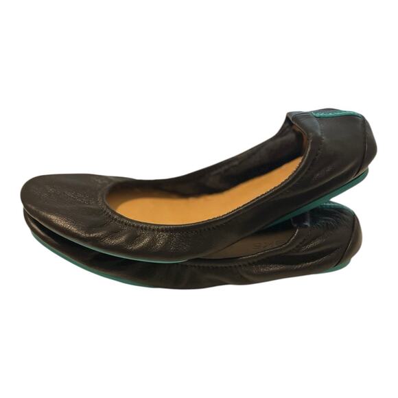 TIEKS by Gavrieli Black Leather Ballet Flats Sz. 6 Foldable Designer Shoes - Picture 4 of 8